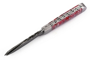 Nuevo Cuchillo Plegable de Doble Hoja de Acero Damasco Inoxidable, Cuchillo de Bolsillo Portátil de Alta Calidad para Acampar al Aire Libre, Cuchillo para Frutas, DIY OE - Product Image 2