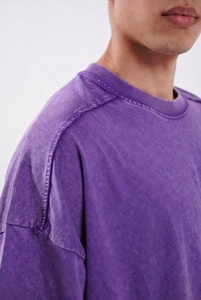 Custom <b>Heat</b> Transfer Printed Oversized Bleached Distressed T-Shirt with Unique Shoulder Zipper Accents Short Sleeve Crew Neck - Product Image 3
