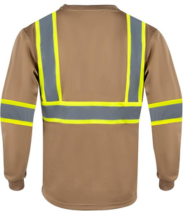 Chemise de travail unisexe haute visibilité orange, polyester, bandes réfléchissantes, poche poitrine solide, uniforme de sécurité RELICSTAR, coupe-vent - Product Image 5