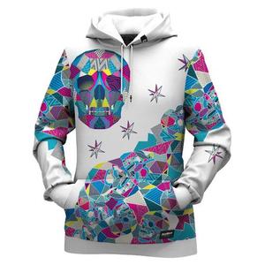 Sudadera con Capucha Negra para Hombre, Estampado Geométrico de Calavera, Sublimación, 100% Poliéster Tejido, Ropa Urbana de Otoño - Product Image 4