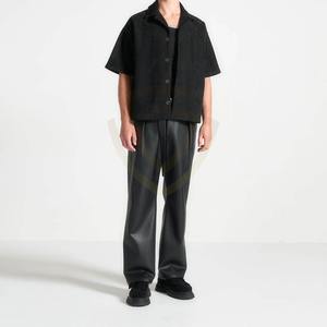 Pantalones de Cuero Negros Clásicos para Hombre, Cintura Baja con Bolsillo, Diseño Nuevo Personalizado para Club Nocturno - Product Image 2