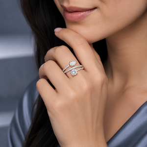 14K White Gold Open <b>Wrap</b> Moissanite Ring with Cushion Pear and Pavé Round Stones for Women Luxury <b>Bridal</b> Jewelry Gift - Product Image 4