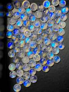 Piedra de Luna Arcoíris Blanca Redonda Cabujón con Fuego Azul Intenso, Gema Natural de Piedra de Luna 4mm 5mm 6mm 8mm 10mm para Joyería - Product Image 6