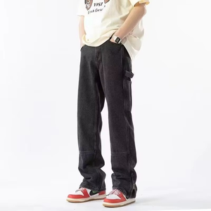 Venta al por mayor transfronteriza: Jeans de hombre de corte regular, versátiles, elásticos, de pierna recta, informales, de punto, desgastados, oscuros, con agujeros, estilo otoñal, para jóvenes - Product Image 2