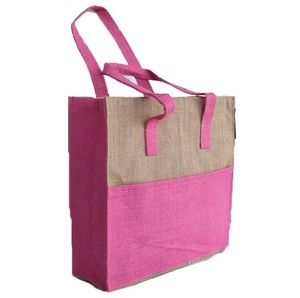 Two Color Jute Geometric Pattern <b>Tote</b> <b>Bag</b> Mini Size Shopping <b>Bag</b> <b>with</b> Long Handle <b>Zipper</b> Closure for Groceries and Gift - Product Image 3