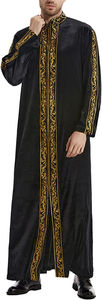 เสื้อคลุมผู้ชายแบบหนาสำหรับฤดูหนาว ชุดอิสลามแบบยาว ปักลายที่ปกเสื้อ - Product Image 5