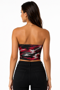 Strapless Camouflage Print <b>Crop</b> <b>Top</b> Elastic Knitted women's shirt Casual Everyday Wear DTG Customized Tube <b>Top</b> Fashion Clubwear - Product Image 2