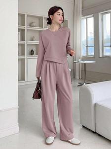 Ensemble de survêtement décontracté personnalisé pour femme – Sweat-shirt à col rond et pantalon de jogging à taille élastique en mélange de coton – Vêtements OEM sous marque privée - Product Image 4