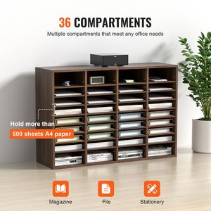 Organizzatore per Documenti in Legno Regolabile con 36 Scomparti 39.3x12x26.8, Porta Lettere e Classificatore per Ufficio 39.3x12x26.8 Pollici - Product Image 4