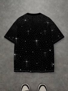 T-shirt Homme Oversize à Col Rond et Manches Courtes, Imprimé Strass, Effet Pailleté, Style Streetwear, Personnalisable (OEM/ODM) - Product Image 1