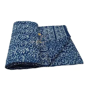 Colcha De Cama Reversível Cobertor Decorativo Kantha Quilt Fabricante Indiano Lance Handmade Kantha King Size Macio