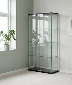Modern Glass Display Cabinet with Double Doors Black Frame <b>Rectangular</b> Shape for Home Decor Exhibition Use - Product Image 1