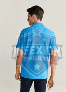 Polo de Manga Corta Azul Sólido para Hombre, 100% Algodón Piqué, Tejido Informal, Transpirable, Corte Regular - Product Image 2
