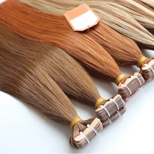 Extensiones de cabello natural virgen 2024 superventas Cinta recta rizada vietnamita cruda en el cabello