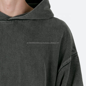 Oem marca de alta calidad Streetwear Boxy desgastado francés Terry ácido lavado con capucha sin cuerda en blanco logotipo personalizado hombres Sudadera con capucha - Product Image 5