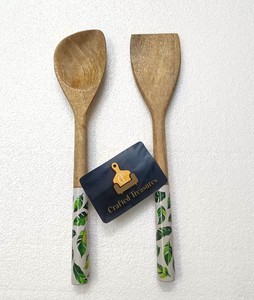 Juego de Servidores de Ensalada de Madera Natural Ecológica con Diseño de Granada, Utensilios de Cocina con Mango Largo - Product Image 4
