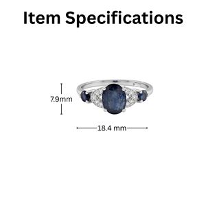 Anillo de Zafiro Azul y Diamantes con Engaste de Garras en Plata de Ley 92.5 con Baño de Rodio para Joyería Infantil de Lujo - Product Image 4