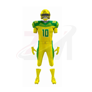 Ensemble d'uniformes de football américain personnalisés, jaune et vert, impression par sublimation, polyester respirant, équipement d'équipe pour hommes adultes - Product Image 1