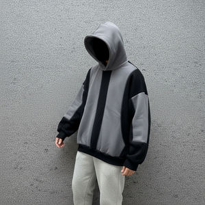 OEM Custom Made Grey Panels Women's Hoodies High Quality Cotton Fabric Heavy GSM Drop-Shoulder Hip Hop Style Hoodies for Woman - Product Image 5