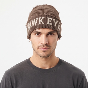 Hawkeye Knitted Beanie Hat Men's Winter Casual <b>Acrylic</b> Warm Cap 56-58CM <b>Letter</b> Pattern Handmade Style - Product Image 1