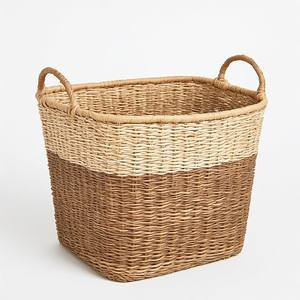 Panier de rangement en jonc de mer naturel tissé à la main de qualité supérieure pour la cuisine, organisation élégante de la maison et intérieur rustique magnifique - Product Image 1