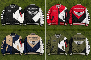 เสื้อแจ็คเก็ตบอมเบอร์สำหรับผู้ชายพร้อมโลโก้ปัก ลายริบแถบลายทาง กระเป๋าซิป และดีไซน์แฟชั่นสตรีทแวร์ระดับพรีเมียม - Product Image 6