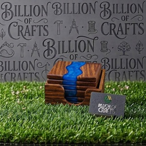 Modern Wood <b>Resin</b> Drink Coasters Decorative Round <b>Table</b> Mats <b>Epoxy</b> Coaster Set for Home Restaurant Hotel - Product Image 4
