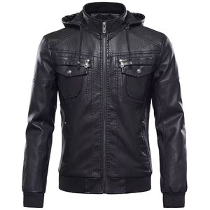 เสื้อแจ็คเก็ตหนัง PU ทรงสลิมฟิตสำหรับผู้ชาย ยี่ห้อ Econex Sports ป้องกันลม สไตล์ลำลอง แต่งหมุด ปกคอพับ ปิดด้วยซิป สีพื้น ทรงปกติ - Product Image 3