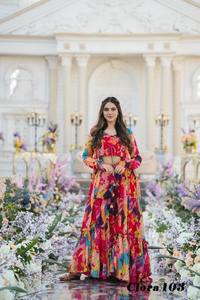 Vestido de fiesta elegante con estampado digital en tela de seda Taby, diseño indio, estilo Bollywood, informal, último modelo. - Product Image 2