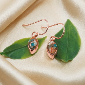 925 Sterling <b>Silver</b> Oyster Turquoise <b>Hoop</b> Earrings Handmade Marquise Rose Gold Yellow Gold Plated Minimalist Women - Product Image 5