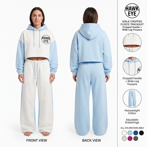 Conjunto Deportivo Hawk Eye para Mujer, Sudadera Corta con Bloques de Color y Pantalones Anchos - Product Image 4