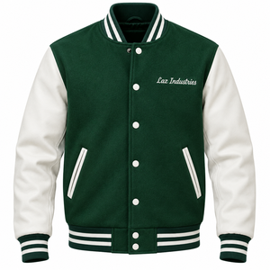 Chaqueta Varsity Vintage de Béisbol para Hombre, con Cuello Alto, Mangas de Cuero, Bordado, Estilo Letterman, Color Negro, para Otoño, con Logotipo Personalizado para Parejas - Product Image 4