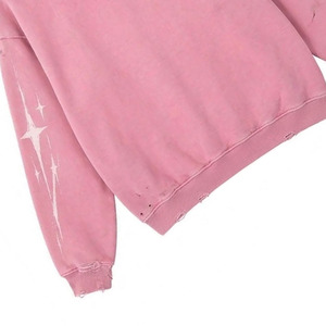 Sweat à capuche pull-up personnalisé pour homme, coupe oversize, en polaire, style streetwear hiver, délavé à l'acide, effet usé, ourlet brut, vintage, style hip-hop, 100% - Product Image 5