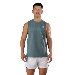 Camiseta sin mangas para hombre, color azul tormenta, ajuste muscular, para gimnasio, entrenamiento, fitness, rendimiento deportivo, chaleco deportivo, OEM, al por mayor - Product Image 1