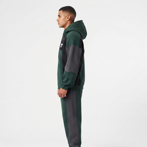Wholesale Heavyweight Men's Tracksuit Custom Patchwork Color Block <b>Full</b> <b>Zip</b> <b>Hoodie</b> And Jogger Set Cotton Fleece Winter Wear - Product Image 3