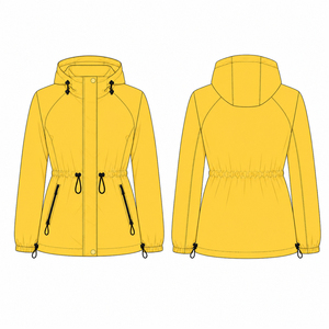Veste de sport d'extérieur pour femme à fermeture éclair intégrale, coupe ample, imperméable, à capuche, coupe-vent, pour fitness et course à pied, séchage rapide - Product Image 2