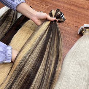 Extensions de cheveux humains vietnamiens colorés à trame droite, double épaisseur, multicolores, qualité supérieure, prêts à être expédiés - Product Image 1
