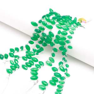 Cuentas facetadas de ónix verde AAA, cuentas de ónix verde natural con perforación lateral, 7x12-8x13MM, para la fabricación de joyería, venta al por mayor - Product Image 5