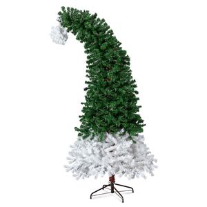 Albero di Natale Artificiale a Forma di Cappello di Babbo Natale, 1,8 m, Pre-Illuminato, 250 Luci Bianco Caldo, 839 LED, Funzionamento a Batteria, PET PE - Product Image 1