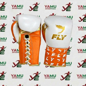 Gants de boxe professionnels en cuir véritable à lacets, équipement d'entraînement et de combat, couleurs personnalisées et logo imprimé - Product Image 6