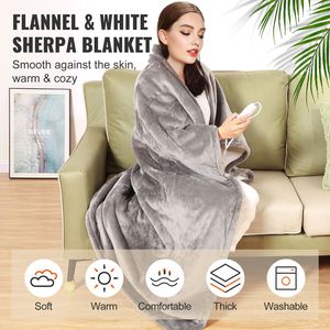 Coperta Elettrica Riscaldata 50x60 in Morbido Flanella e Sherpa, con Timer di 3 Ore, Spegnimento Automatico e 5 Livelli di Calore, Lavabile - Product Image 3