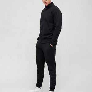 Tenues de survêtement slim unies personnalisées Ensembles de fitness 2 pièces Survêtement à col roulé et fermeture éclair complète pour homme - Product Image 4