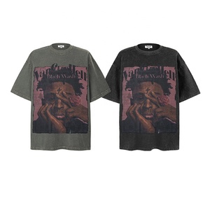 T-shirt d'été ample en coton pour homme, coupe oversize à épaules tombantes, imprimé graphique personnalisé, streetwear de haute qualité - Product Image 1
