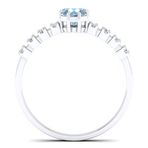 Bague REYES en argent sterling 925 avec pierre précieuse aigue-marine ronde taille brillant 0,5 carat, certifiée GRA, bijoux en moissanite – Prix de gros - Product Image 4