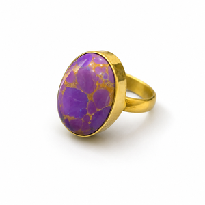 Elegant <b>Gold</b> Plated Silver Turquoise Oval Gemstone <b>Ring</b> for Women Fixed Size Daily Wear Wholesale Jewelry - Product Image 1
