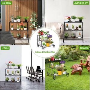 Étagère à plantes d'extérieur en métal à 3 niveaux pour plantes artificielles - Product Image 2