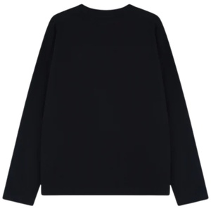 Camiseta Negra de Manga Larga para Hombre con Logotipo Pequeño en el Pecho, Cuello Redondo, Algodón, Estilo Casual Urbano, para Uso Diario - Product Image 2