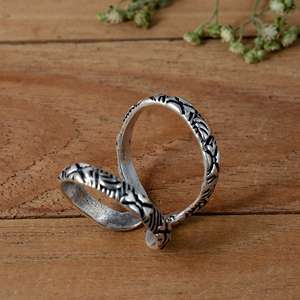 Anillo Ajustable de Plata de Ley 925 para Artritis |   Anillo de Soporte para Dedos con Diseño Floral Tribal Oxidado Nakkashi, Joyería Terapéutica - Product Image 4