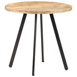 Table à manger en bois de manguier naturel, durable, finition brute avec placage attrayant - Product Image 1