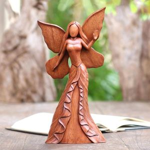 Centre de table en bois écologique en forme d'ange, décoration artistique faite à la main pour un style intérieur durable - Product Image 4